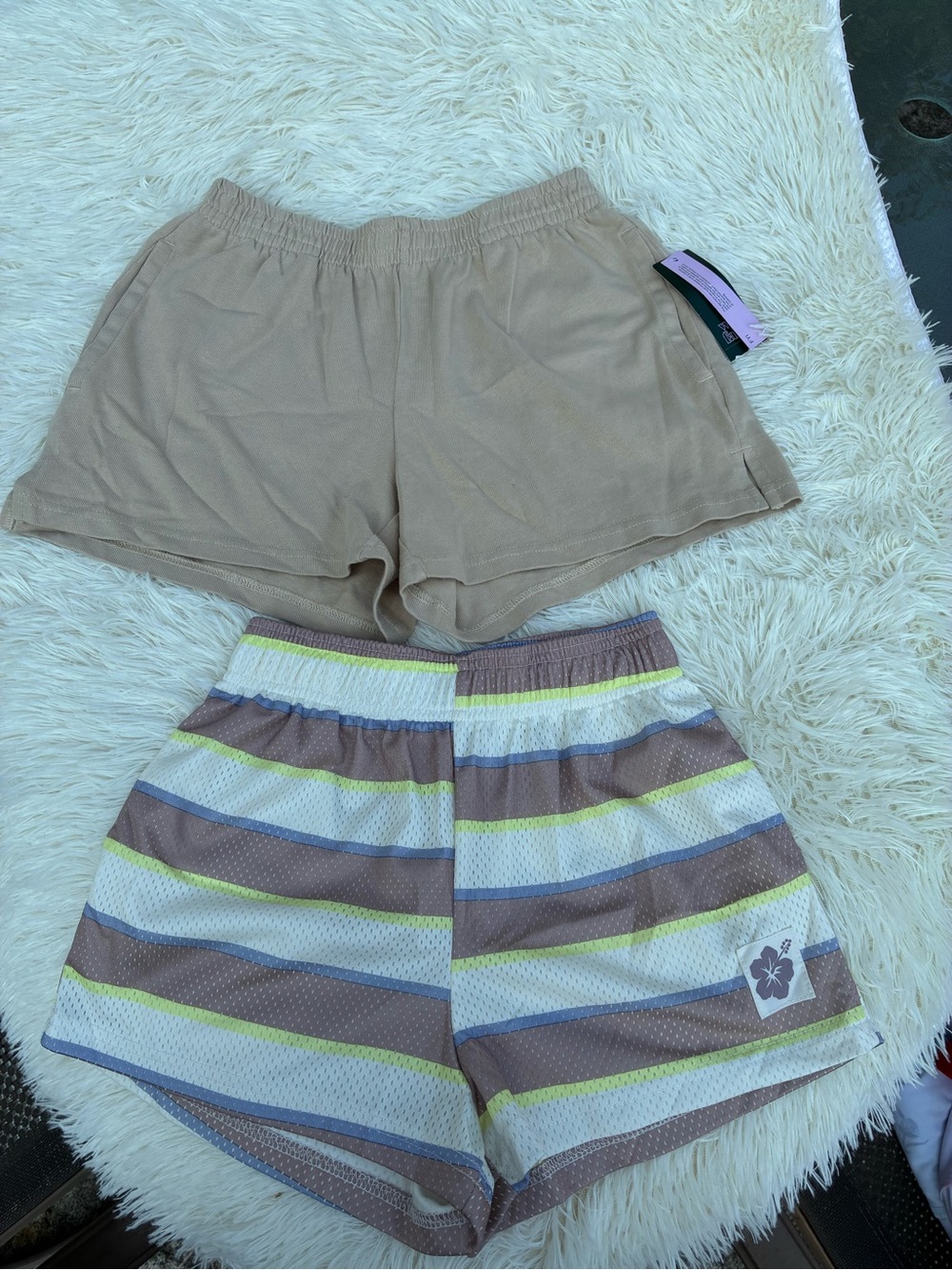 Grayson Threads &wild Fable Two-Pair Shorts Set in Brown, Cream & Yellow, #XXS